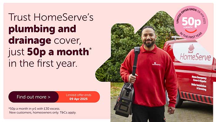 Trust Homeserve's plumbing and drainage cover from just 50p a month in the first year